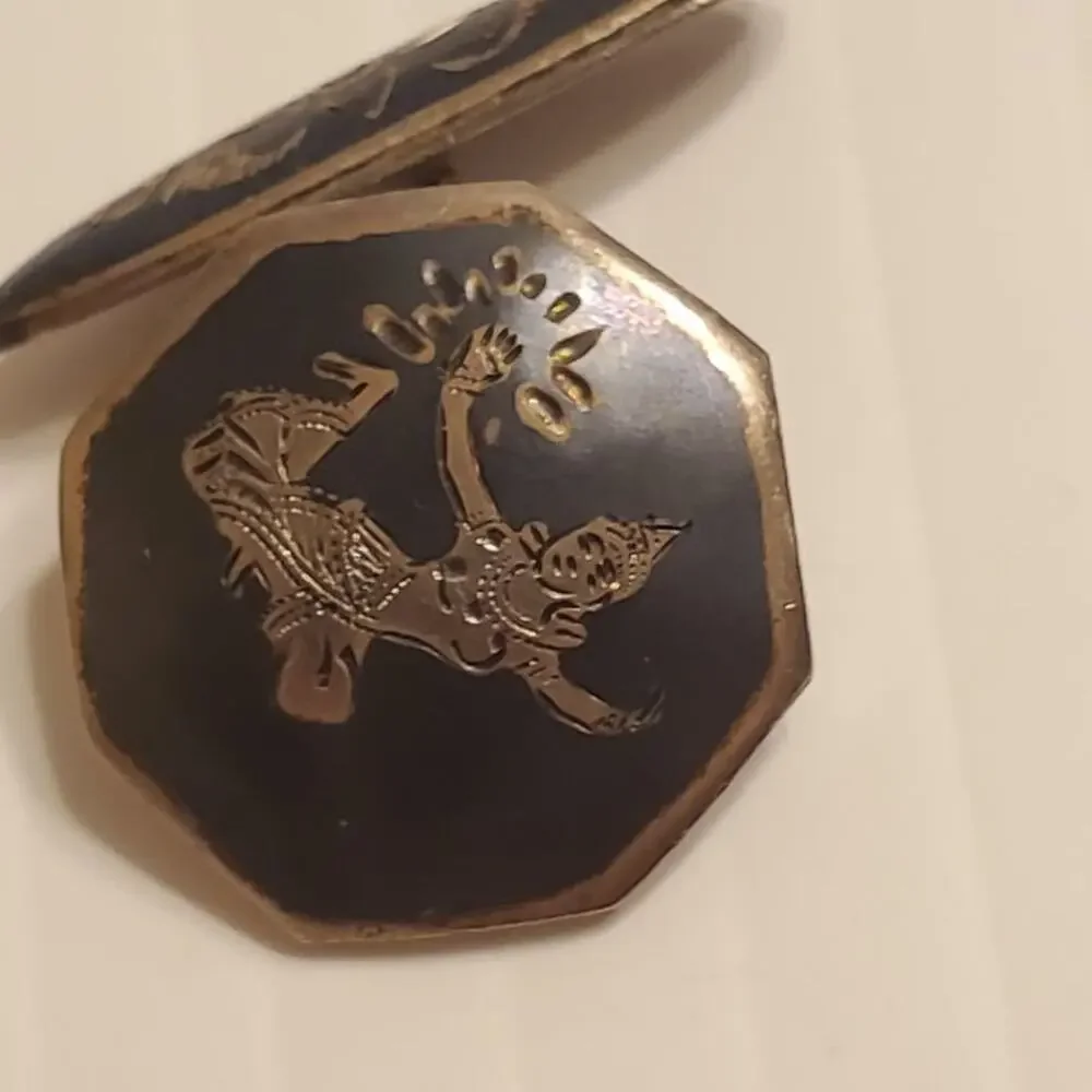 Vintage Sterling Silver Siam lady Dancing Dancer Cufflinks by Niello
